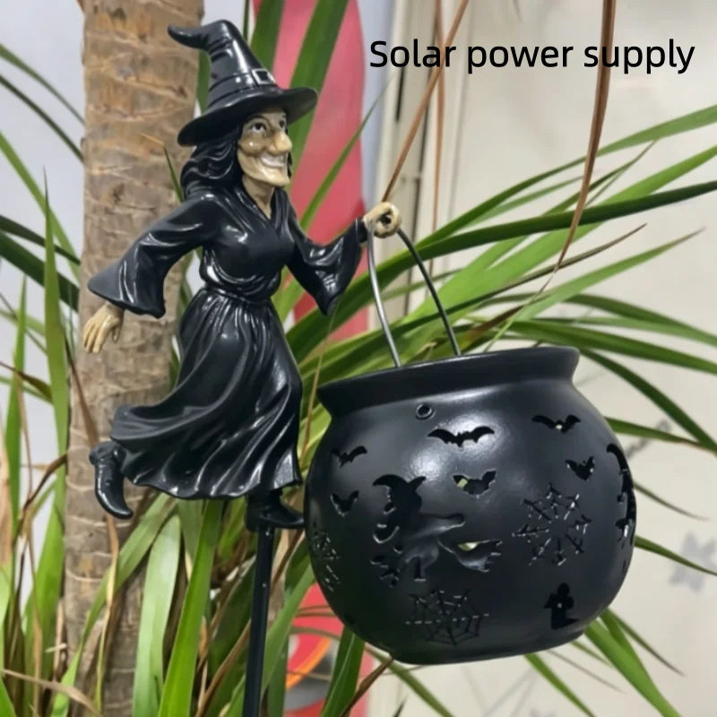 Halloween Witch Cauldron Garden Light, Waterfall-Style Enchanted Witch Cauldron Garden Decoration, Lights Decorations Outdoor