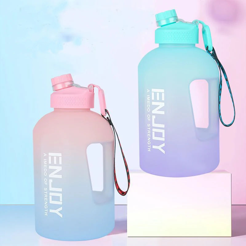 Botella de agua deportiva de 3 litros con asa, gran capacidad, Fitness con hervidor degradado de escala, botella de agua portátil de plástico para exteriores