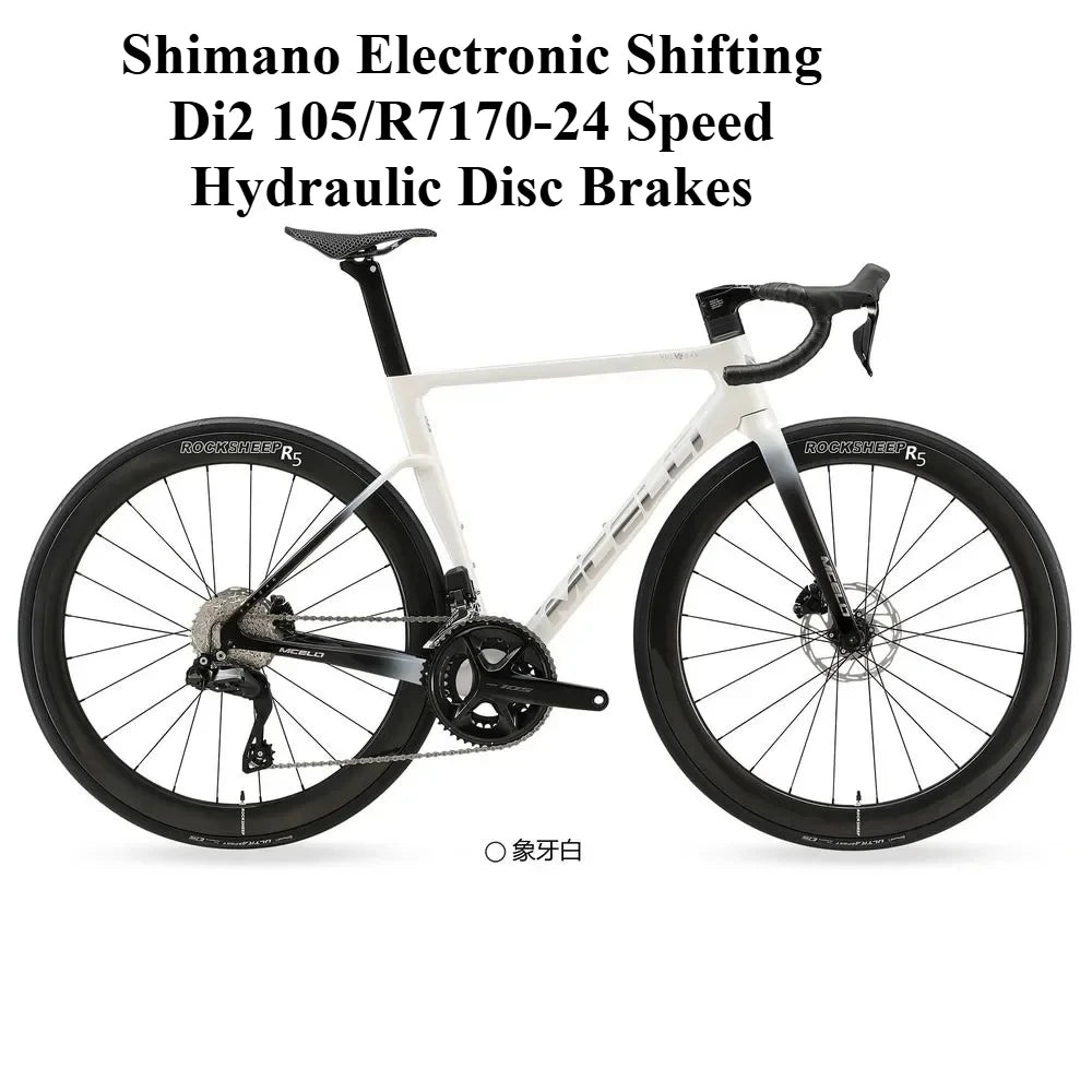 Bicicleta de carretera de fibra de carbono T800 de alto rendimiento, ultraligera de 7,5 kg, edición dedicada al equipo de carreras YUZHE, V2 105 Di2 R7170-24S, con frenos de disco hidráulicos