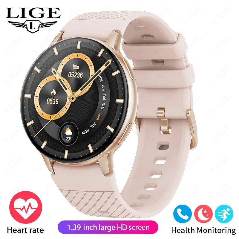 LIGE 2026 Nuevo Reloj Inteligente AMOLED con Llamada Bluetooth AOD, Reloj Deportivo Impermeable con Monitor de Frecuencia Cardíaca y Sueño, Regalo para Hombres y Mujeres