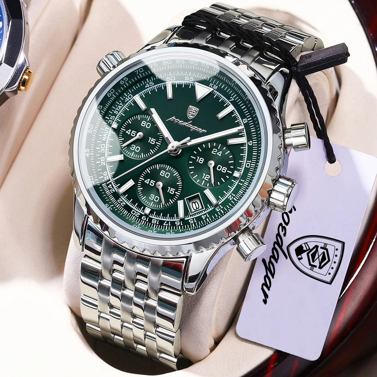 Reloj de pulsera deportivo para hombre POEDAGAR, cronógrafo con fecha, reloj de acero inoxidable, reloj de cuarzo luminoso e impermeable de moda para hombre