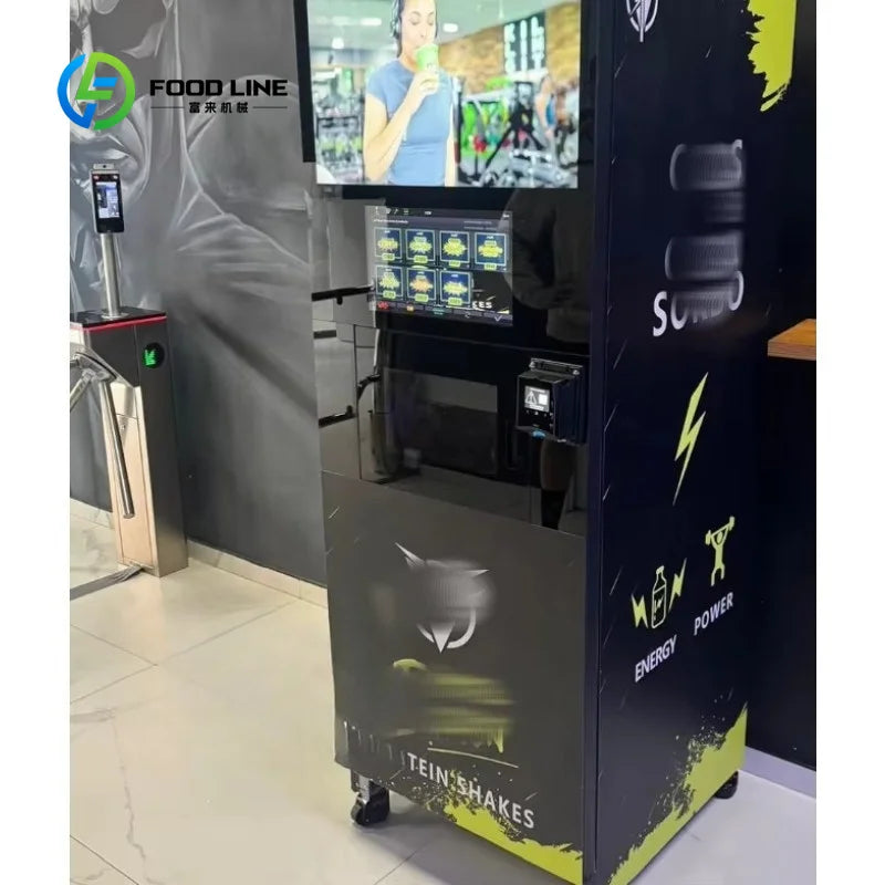 Máquina Expendedora de Batidos de Proteínas, Totalmente Automática, Dispensador Inteligente de Batidos de Proteínas en Polvo 24h con Transacción de Monedas y Efectivo