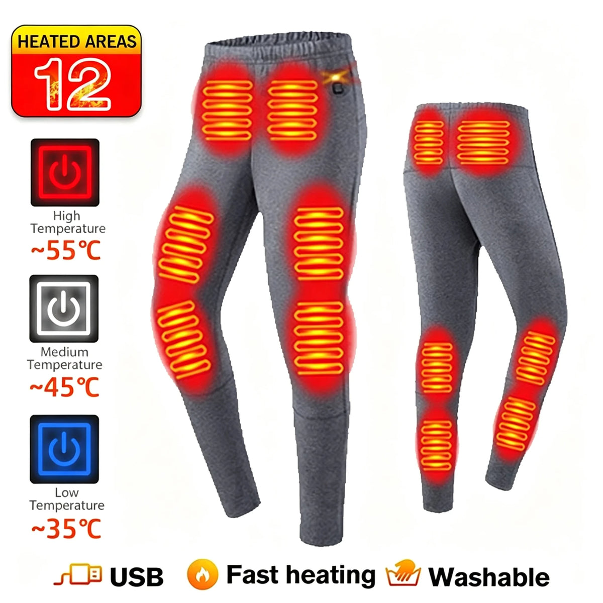 Ropa Interior Térmica Eléctrica con 52 Zonas de Calor, Ropa Térmica de Invierno para Hombre y Mujer, Chaqueta Calefactora, Accesorios de Invierno