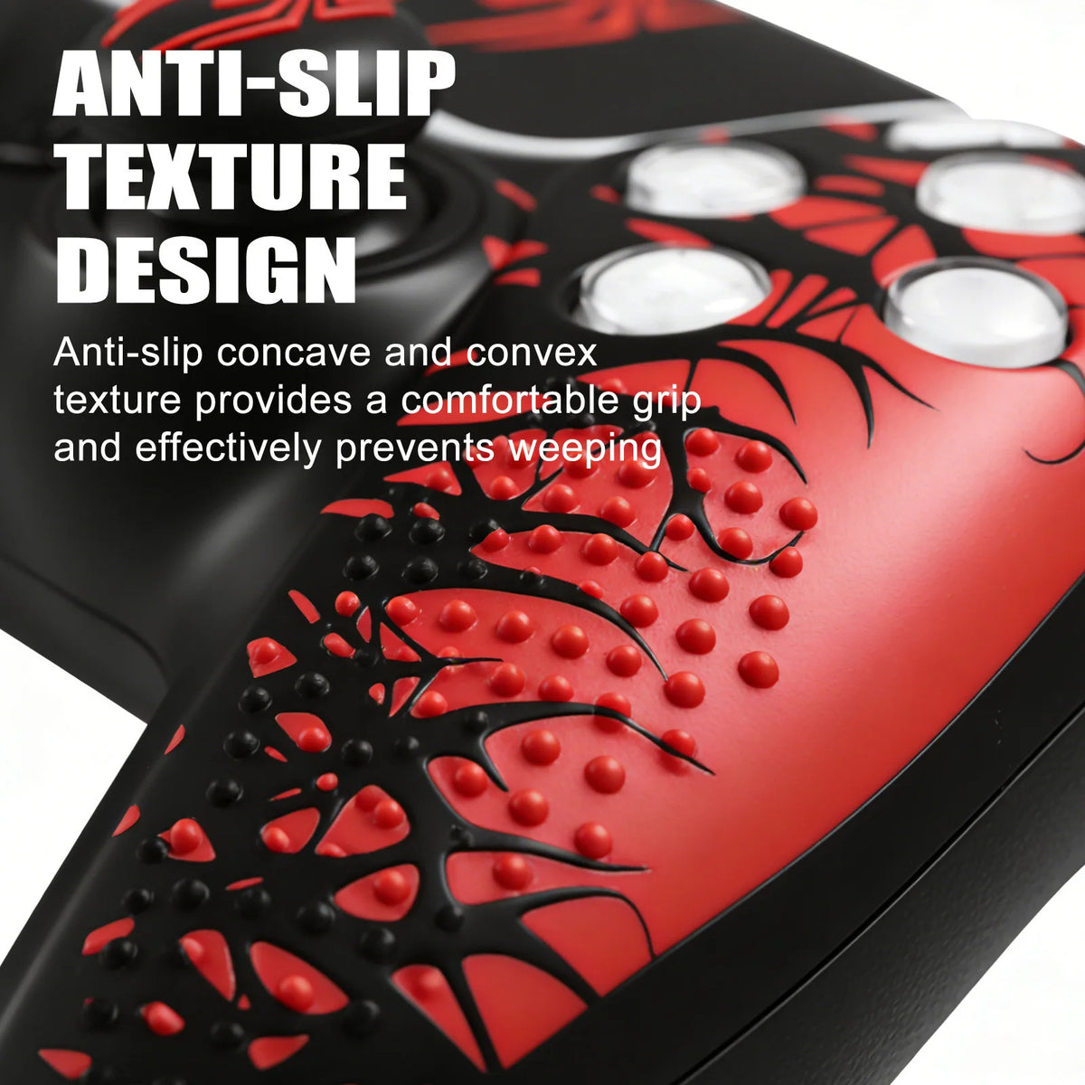Funda protectora de silicona suave con diseño de araña para mando de PS5, carcasa, pegatinas para panel táctil y kit de agarre para joysticks