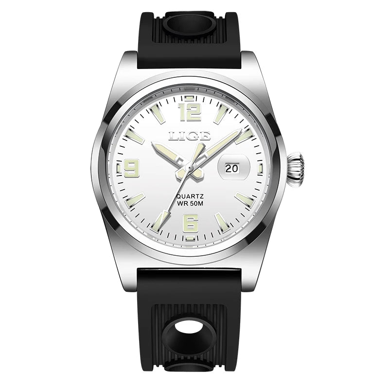 Reloj de pulsera LIGE para hombre, de cuarzo, deportivo, de lujo, marca original, impermeable y luminoso.
