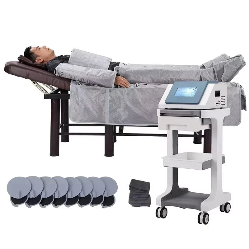 2026 3 en 1 presoterapia drenaje linfático infrarrojo masaje presoterapia máquina con masaje corporal manta de Sauna 2025 T21