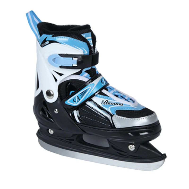 Patines de hielo y patines de ruedas de tamaño ajustable con forro térmico grueso y cálido para niños, hombres y mujeres.