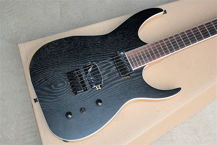 Flyoung-guitarra eléctrica negra mate de 6 cuerdas con puente fijo, oferta personalizada