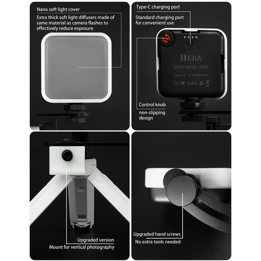 Luz de Fotografía para Teléfono Inteligente Hera MK-19, Luz de Relleno para Teléfono Móvil para Selfies y Fotos Perfectas