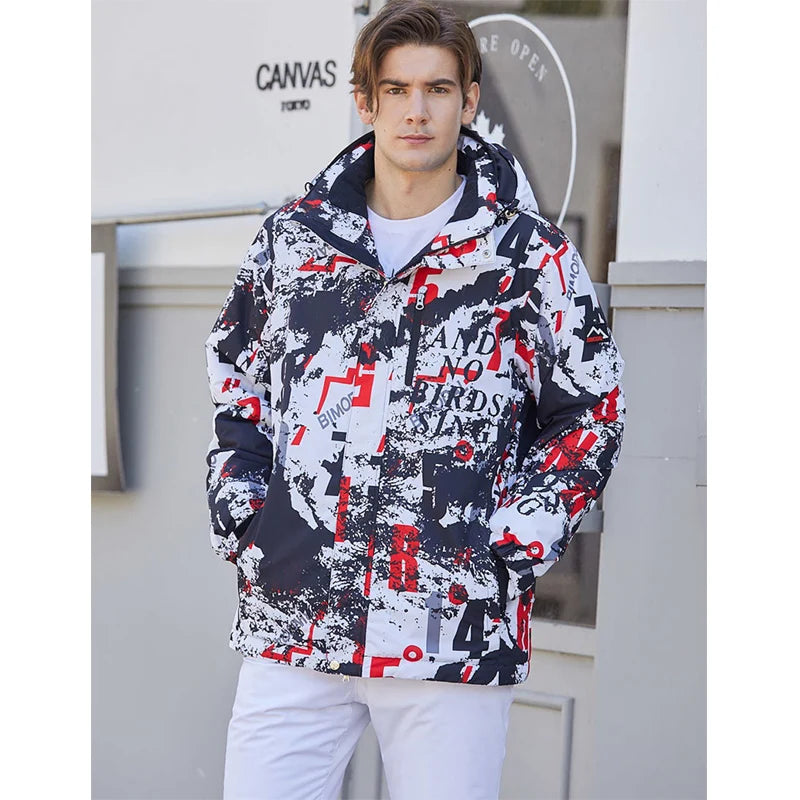 Traje de esquí colorido y cálido para hombre, ropa de snowboard, chaquetas de invierno, pantalones para hombre, ropa impermeable, disfraces de nieve,-30
