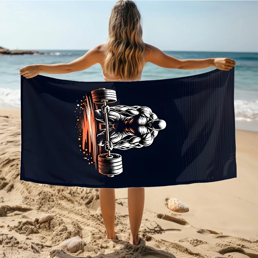 1 toalla de playa para levantamiento de pesas, poliéster de secado rápido, ligera y suave para nadar, surfear y acampar, accesorio de viaje unisex