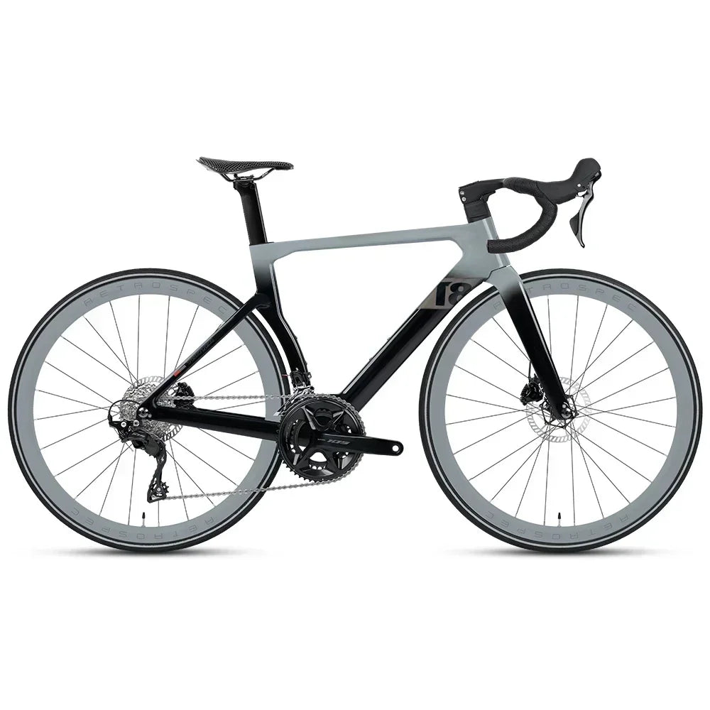 Bicicleta de carretera TWITTER T8pro 105 Kit R7120-24 velocidades, cableado interno, frenos de disco hidráulicos R7070, bicicleta aerodinámica de fibra de carbono T800