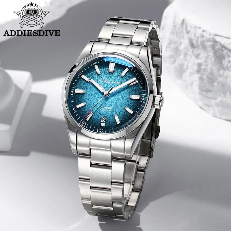 Reloj automático de lujo para hombre ADDIESDIVE, luminiscencia BGW9 Super Luminous, cristal de burbuja, resistente al agua 100 m, reloj analógico de acero para hombre AD2531