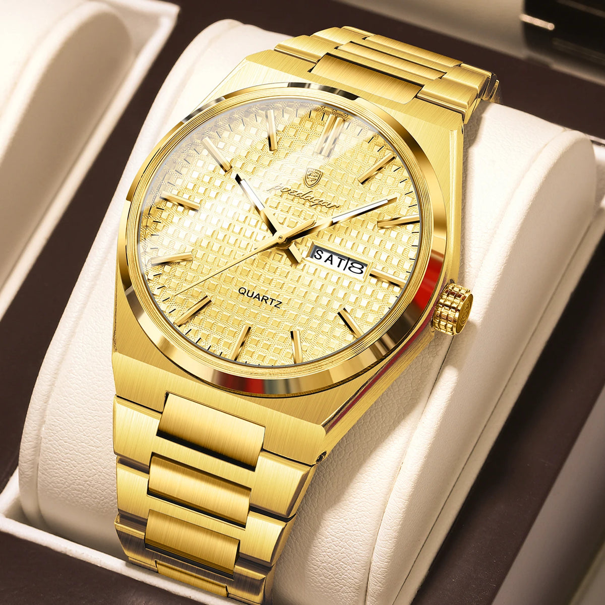 Reloj de pulsera para hombre de la marca de lujo POEDAGAR, resistente al agua, luminoso, de acero inoxidable, con fecha y día, reloj de cuarzo para negocios