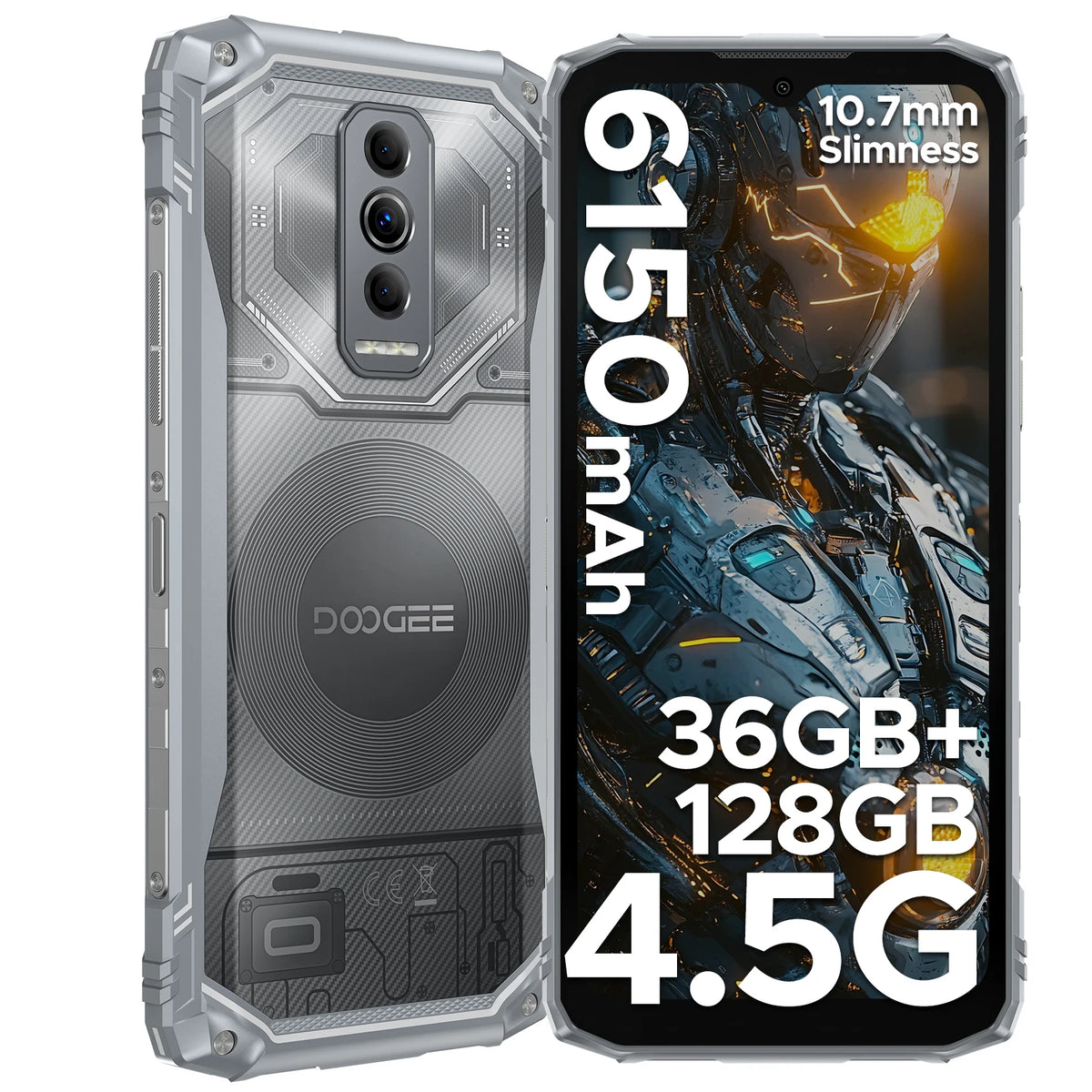 Teléfono resistente DOOGEE Blade10 Ultra Energy 36GB+128GB Batería 6150mAh Pantalla 6.56” HD+ UNISOC T7250 Cámara 50MP NFC Smartphone Android 16