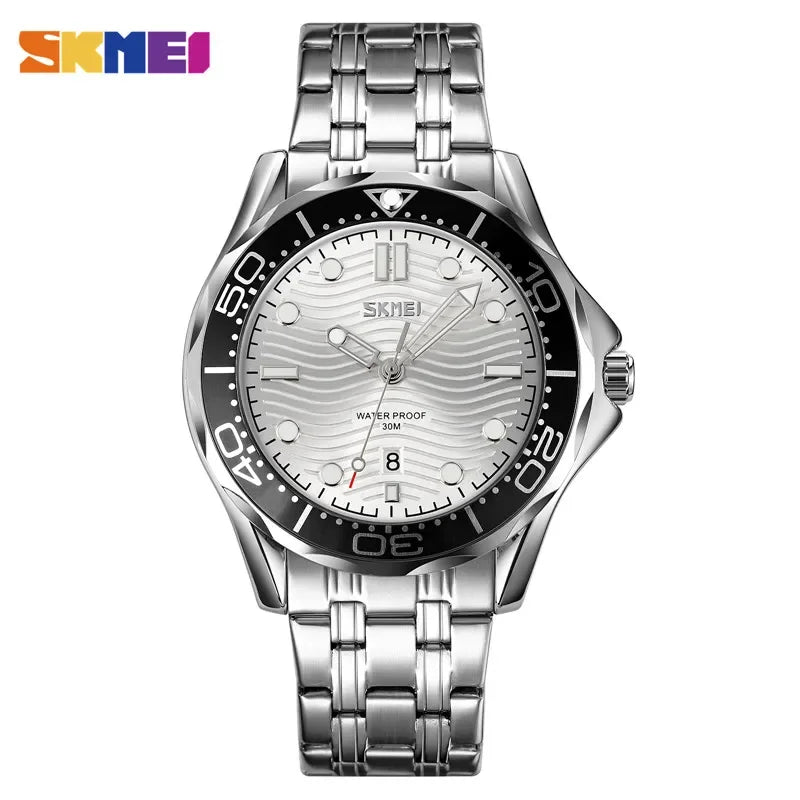 Reloj de pulsera SKMEI 9276 con esfera de textura tridimensional, reloj de moda con fecha y hora para hombre, movimiento de cuarzo japonés
