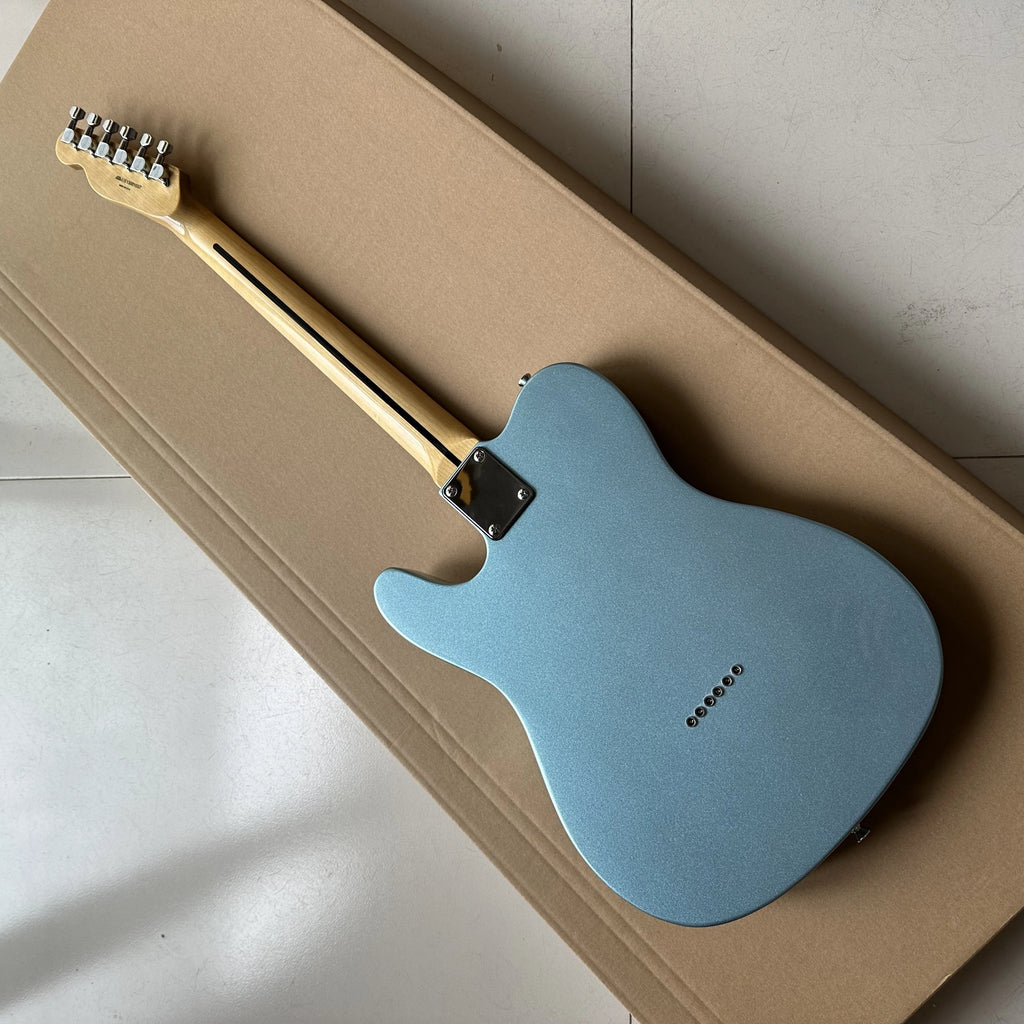 Guitarra Eléctrica Estilo TL, Diapasón de Palisandro, Cuerpo de Caoba, Color Azul Metálico