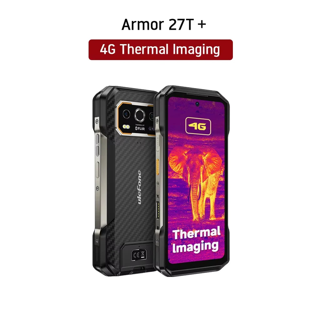 Smartphone resistente Ulefone Armor 27T+ 4G con cámara térmica FLIR®, 10600mAh, hasta 24GB+256GB, pantalla FHD de 6.78" a 120Hz, visión nocturna y Android 15