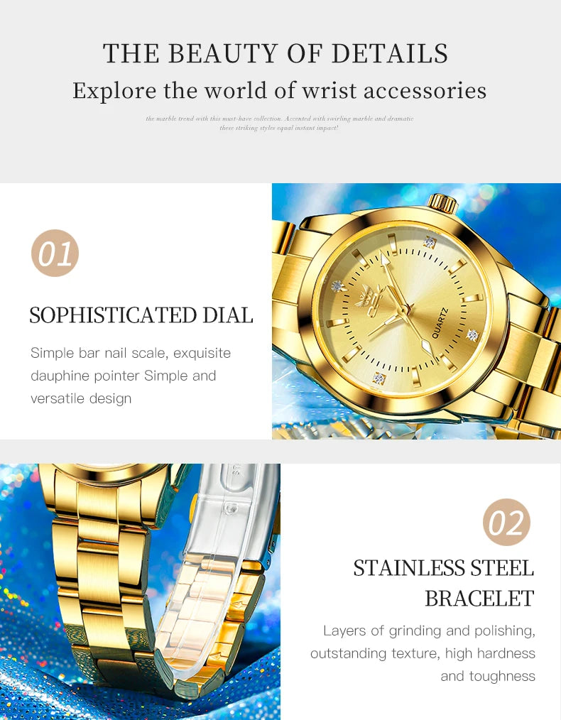 Reloj de cuarzo OPK 6002 para mujer, esfera elegante, correa de acero inoxidable, reloj de pulsera para dama