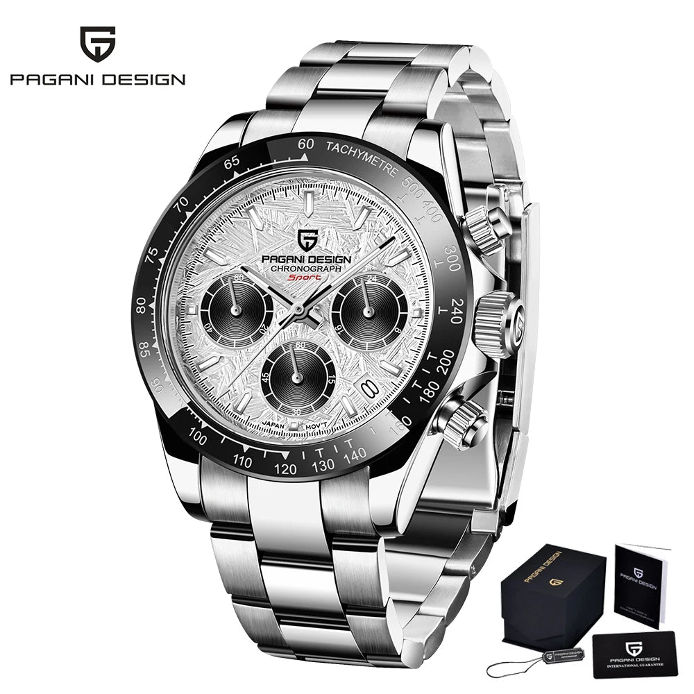 PAGANI Design Chronograph Quartz Watches Sports Sapphire Stainless Steel Waterproof watch for Men Reloj Hombre PD166