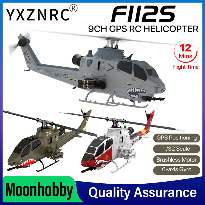 Helicóptero RC YUXIANG F112S 9CH, Avión 1/32 sin Escobillas con GPS, Radar Láser y Flujo Óptico