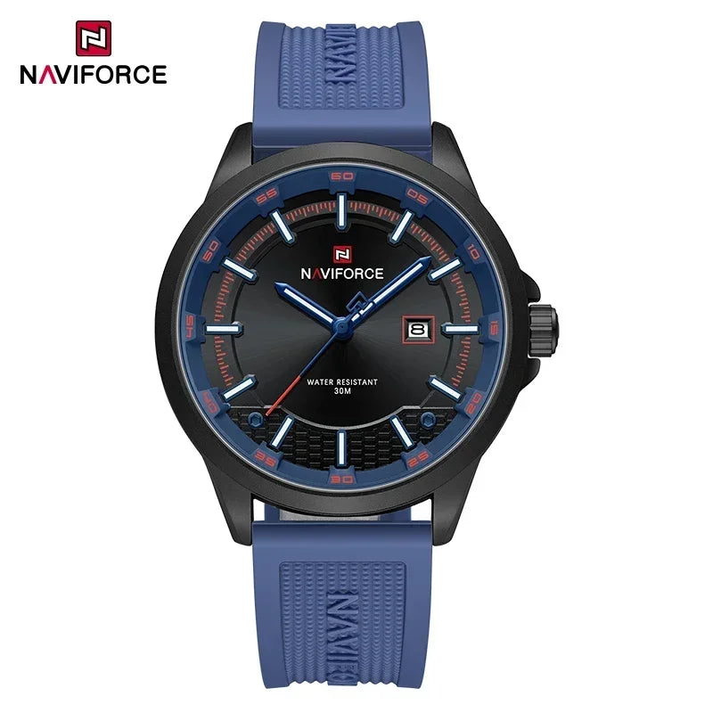 Reloj de pulsera de cuarzo para hombre NAVIFORCE de lujo, resistente al agua hasta 30M, con correa de silicona, estilo ejecutivo casual, reloj original para hombre