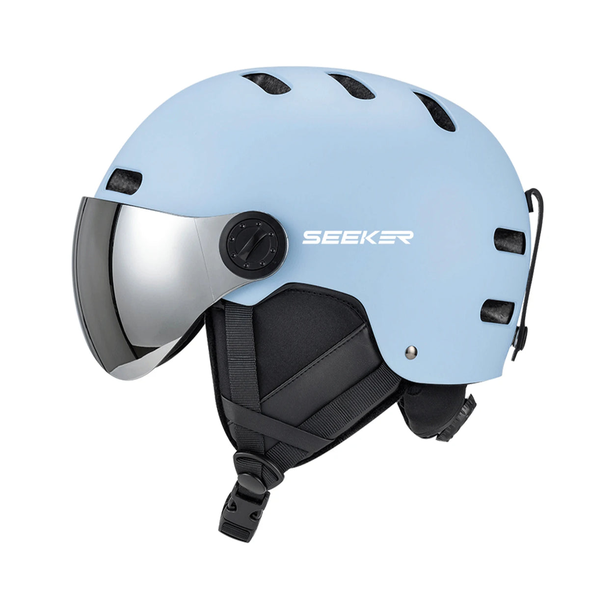 SEEKER Casco de Esquí para Deportes de Invierno, Casco con Espejo Integrado, Anti-Impacto, para Adultos, para Tabla Simple y Doble, Casco de Seguridad para Esquí al Aire Libre