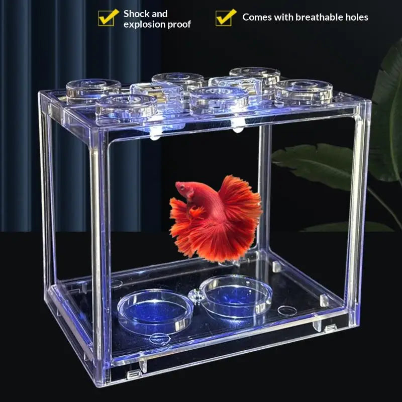 Mini acuario de acrílico caliente, pecera, caja para mascotas reptiles, acuario apilable, cilindro, paisaje, algas marinas para decoración de hogar y oficina