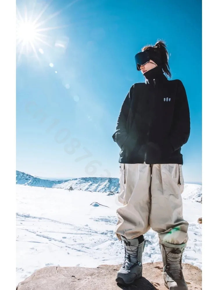 Pantalones de esquí holgados y cálidos para hombre y mujer, pantalones de esquí impermeables para invierno, ropa para snowboard