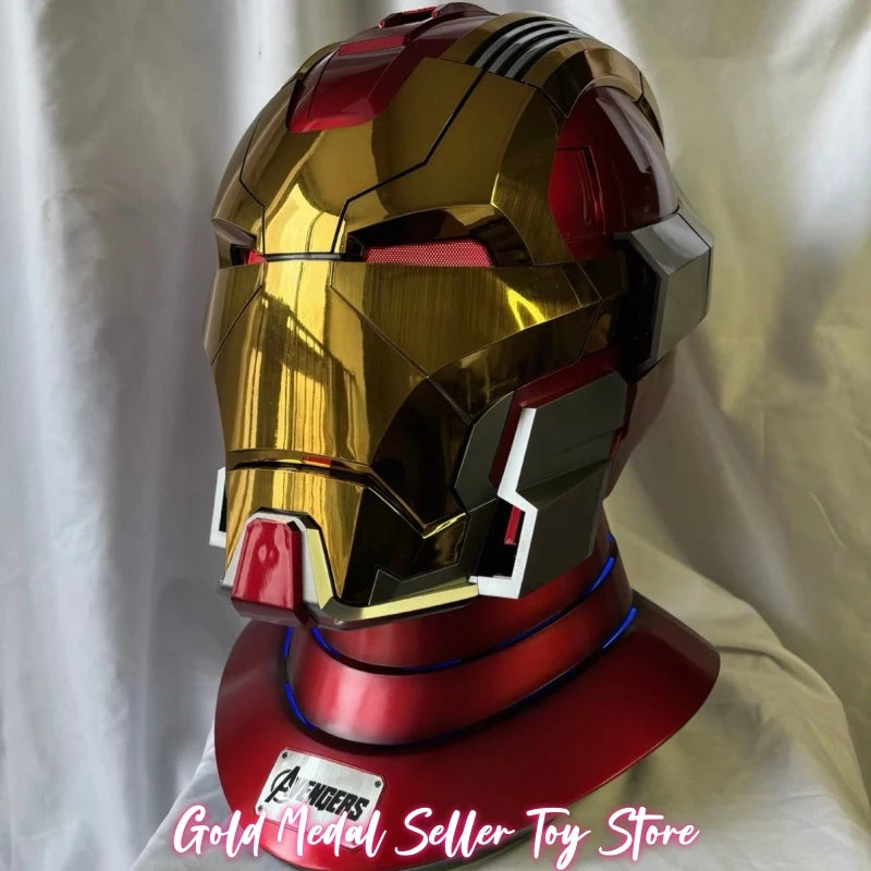 Casco de Iron Man Jarvis Mk17 con control por voz, luces LED, modelo de colección de tamaño real, juguete para adultos, ideal como regalo de cumpleaños o Navidad.