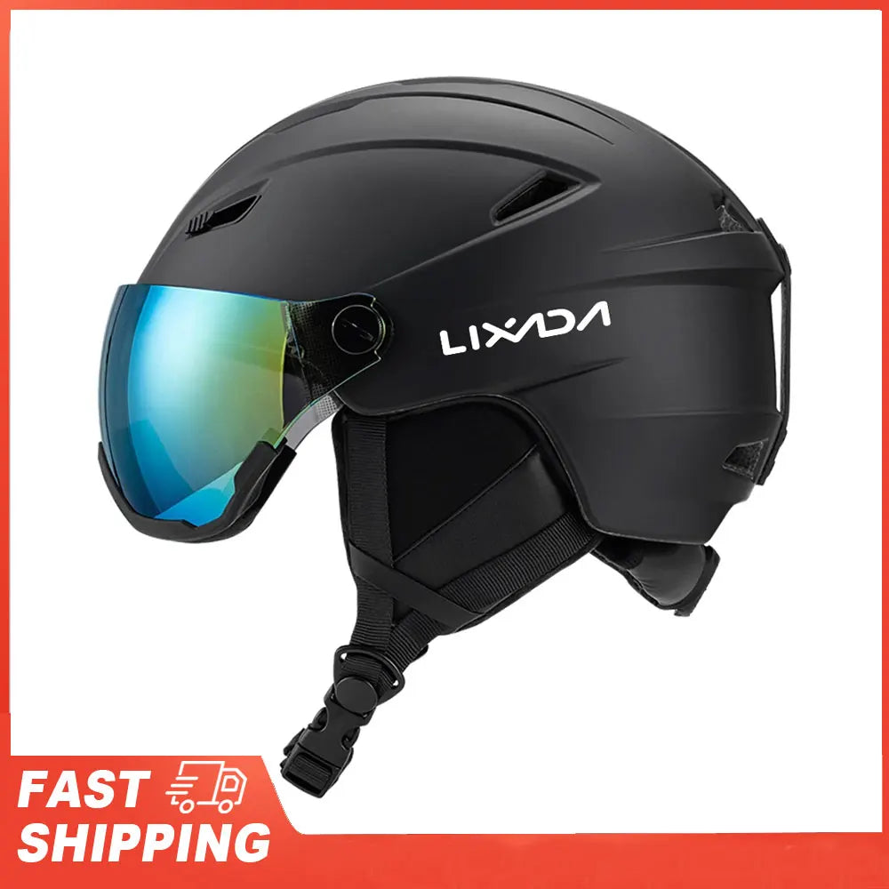 Casco de Snowboard para mujer y casco de esquí integrado para hombre con gafas de visera extraíbles casco de esquí protector
