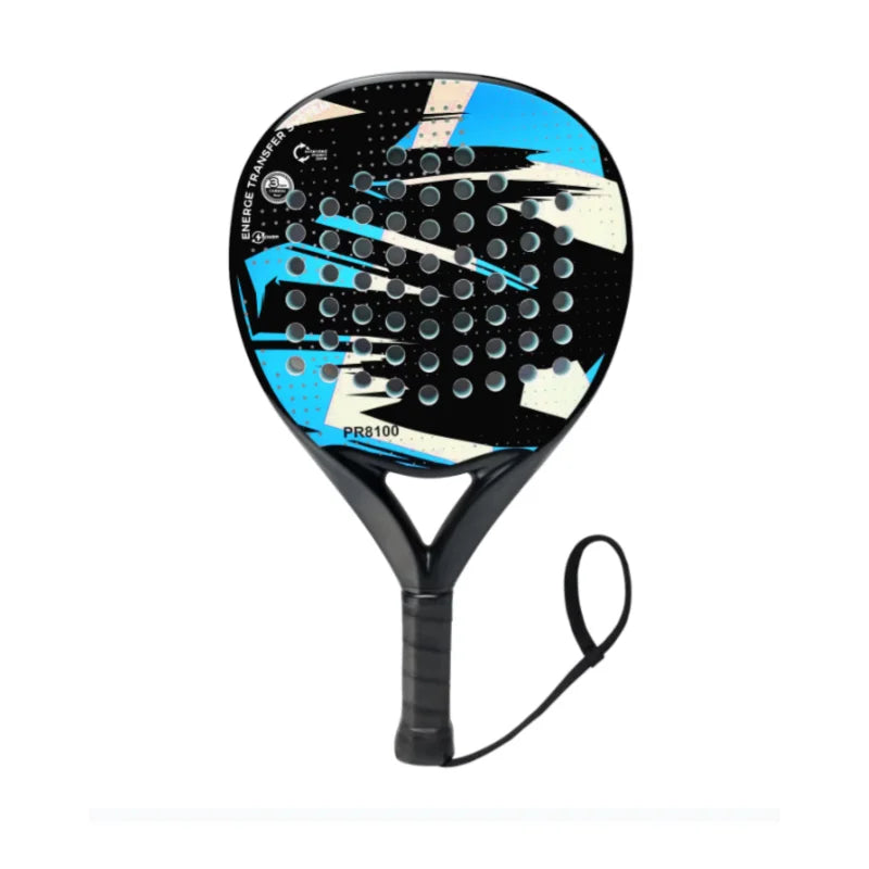 Raqueta de Pádel IANONI 8100 Azul Cielo, Superficie de Fibra de Carbono con Núcleo de Espuma EVA Memory Flex, Raqueta de Pádel Ligera