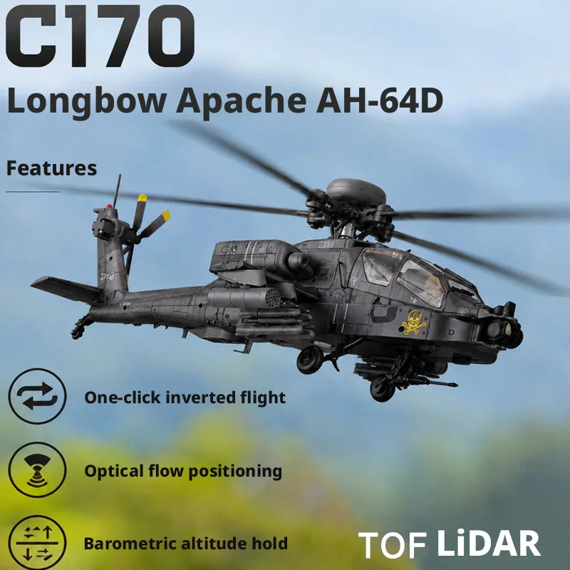 Helicóptero RC ERA C170 AH-64D Apache Militar, Escala 1:48, 6 Canales, Sin Alerón, Rotor Único, Mantenimiento de Altitud, Acrobacias, Avión RC para Adultos