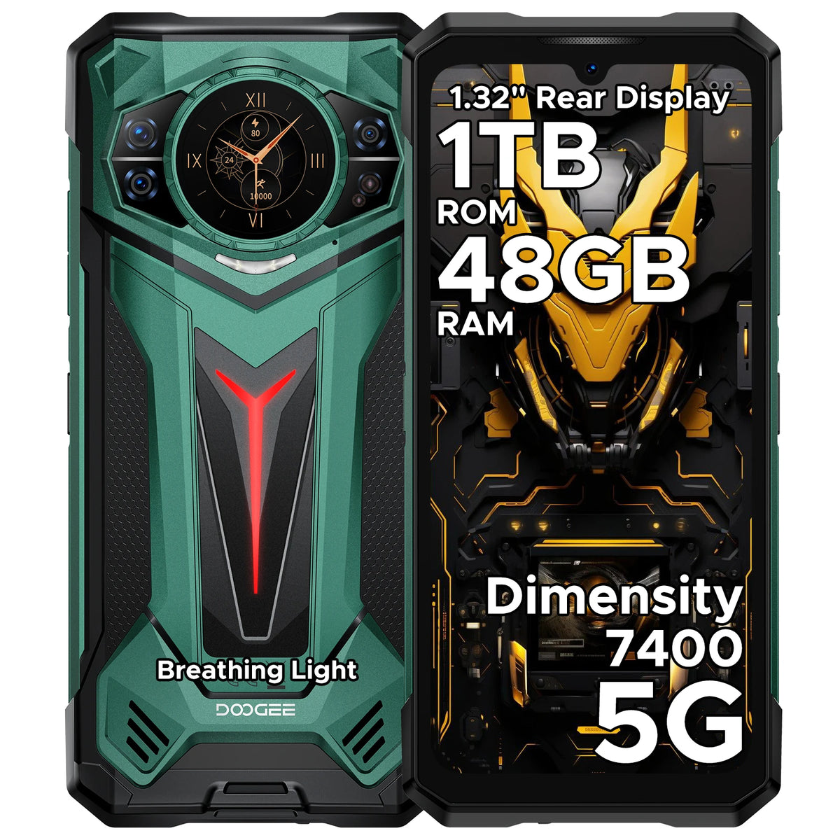 Teléfono móvil ultrarresistente DOOGEE S200 Ultra 5G con IA, pantalla de 6,72", procesador Dimensity 7400, 48 GB de RAM (12+36), 1 TB de ROM, batería de 11000 mAh, Android 15 y NFC