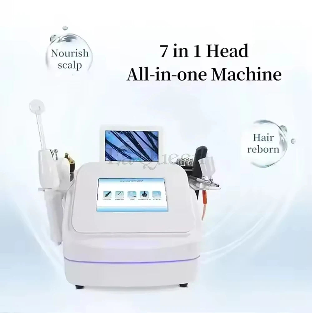 Precio de Fábrica: Máquina 7 en 1 para Masaje del Cuero Cabelludo y Crecimiento del Cabello, Detección HD del Cabello, Chorro de Oxígeno de Penetración Profunda, Anti-Caída del Cabello, Enchufe AU/EU