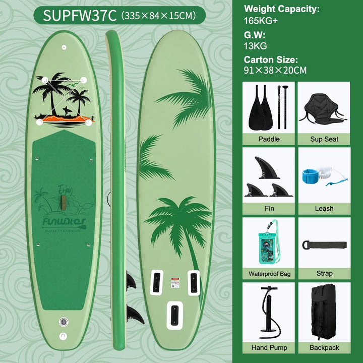 Tabla de Paddle Surf Inflable FunWater, Tabla SUP Antideslizante de 320–385 cm, Tabla de Paddle Surf Portátil Inflable para Surf, Turismo, Pesca, Yoga y Deportes Acuáticos