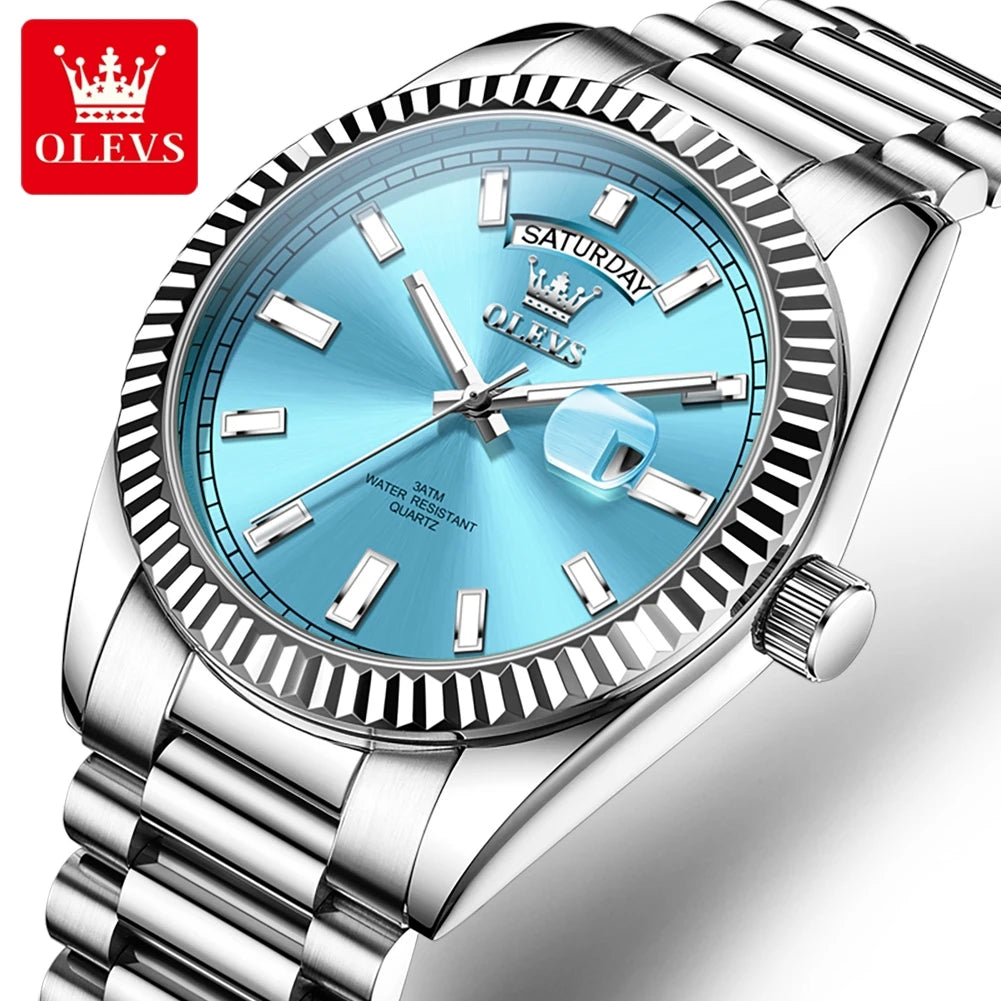 Reloj para hombre OLEVS 5650, de lujo, original, deportivo, de cuarzo, resistente al agua, con luminiscencia, día y fecha, regalo para hombre