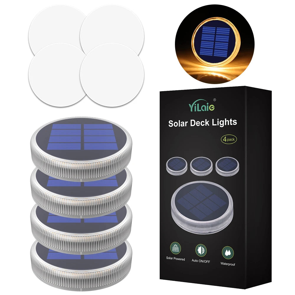 Luces LED solares para cubierta de exterior IP68, iluminación impermeable para jardín, iluminación de paso, encendido/apagado automático, escaleras, Patio, camino, valla, lámpara de pared