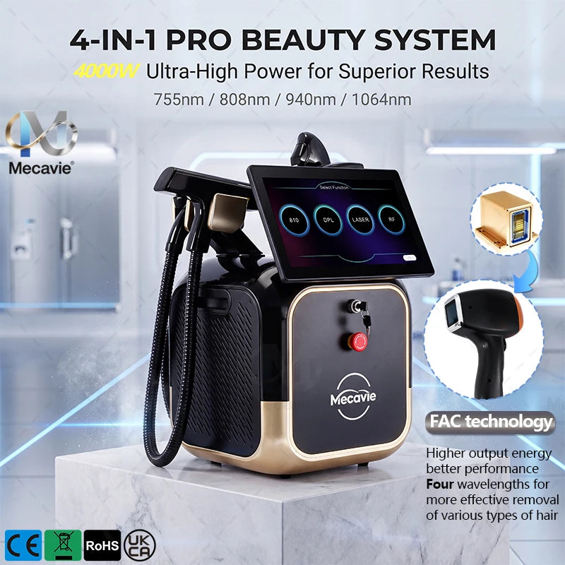 Nuevo Láser Diodo 4 en 1 Pico 808, Peeling de Carbono, RF, IPL, Nd Yag, Láser de Picosegundos, Máquina de Depilación y Eliminación de Tatuajes, 5000W