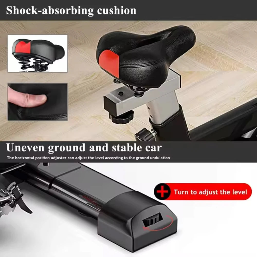 Bicicleta estática, bicicleta de ejercicio para interiores, resistencia ajustable y pantalla LCD, monitorización en tiempo real del ritmo cardíaco y de las calorías. Ideal para entrenamientos de cardio en casa.