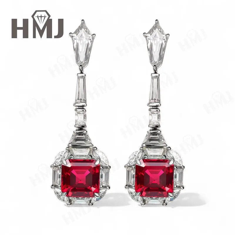 Pendientes Personalizados con Esmeralda/Rubí/Zafiro de Laboratorio Cultivado en Colombia, Joyería Fina de 10K/14K/18K, Regalos para Ella en Aniversario o Día de la Madre