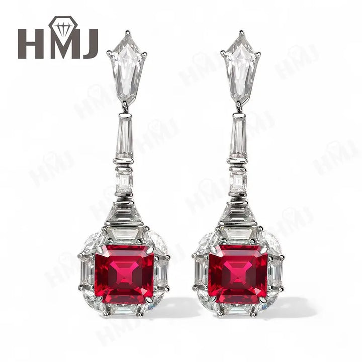 Pendientes Personalizados con Esmeralda/Rubí/Zafiro de Laboratorio Cultivado en Colombia, Joyería Fina de 10K/14K/18K, Regalos para Ella en Aniversario o Día de la Madre
