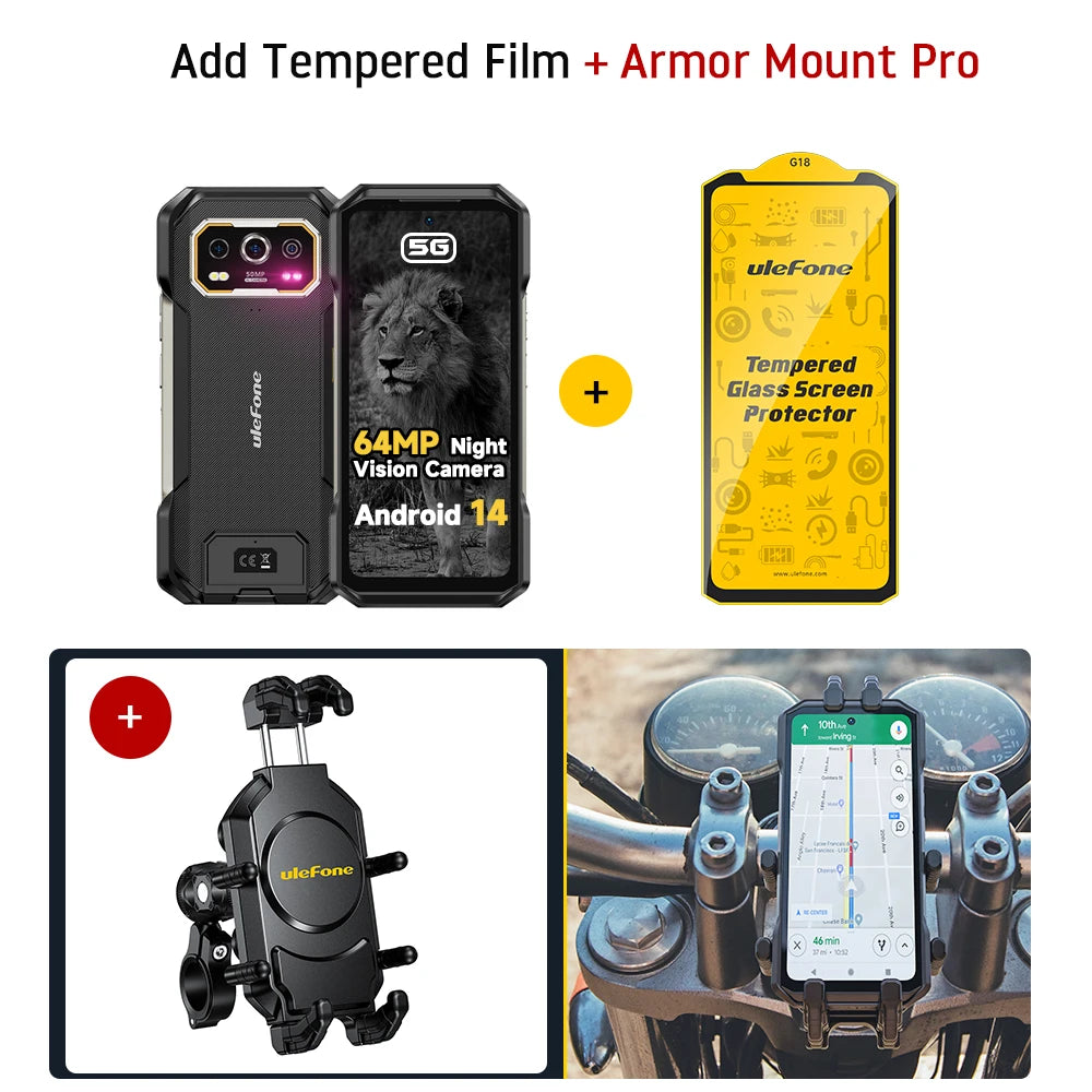 Teléfono resistente Ulefone Armor 27 Pro 5G, smartphone de 10600mAh, Android 14, cámara de visión nocturna de 50MP+64MP, hasta 24GB+256GB, NFC