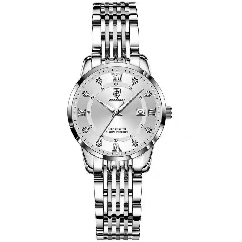 Reloj original para mujer POEDAGAR, resistente al agua, acero inoxidable, luminoso, con fecha, reloj de pulsera de moda para dama, reloj de cuarzo para negocios.