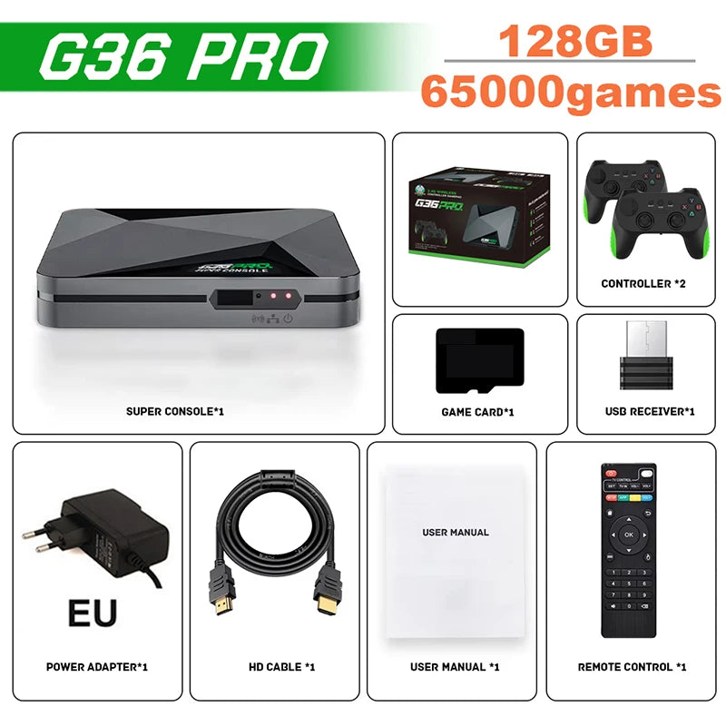 Nueva Consola de Juegos G36 Pro con 256G y más de 120000 Juegos Retro, Super Game Box, Reproductor de Videojuegos Portátil con Salida HD para TV, Regalo para Gamers