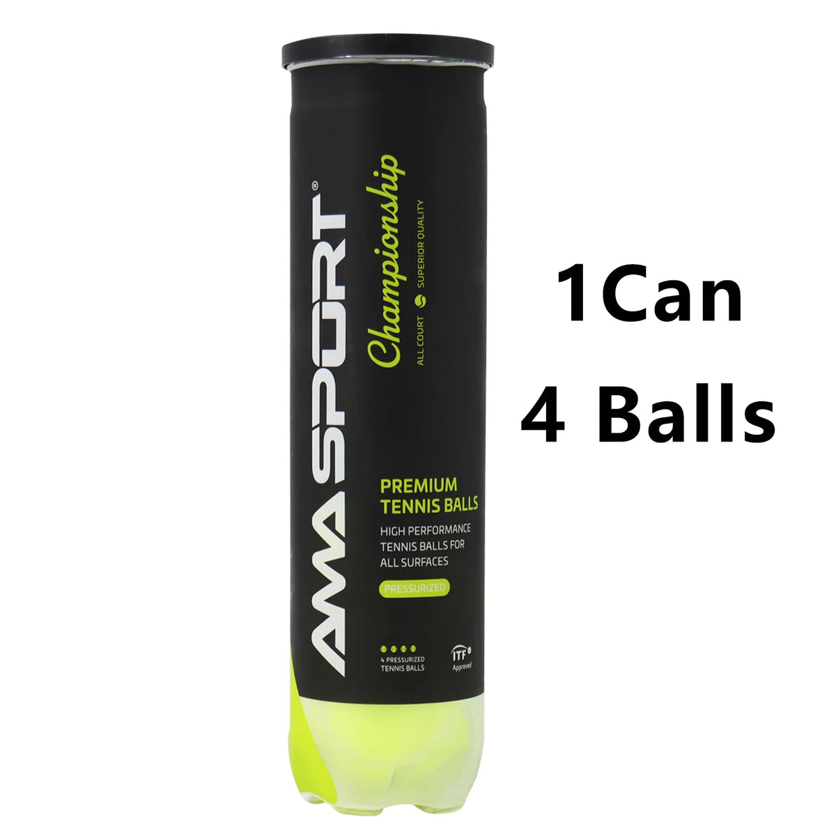 Pelotas de tenis presurizadas del campeonato de AMASPORT, 4 pelotas/puede ideales para entrenamiento, práctica, pelota de tenis presurizada de fieltro de servicio Regular