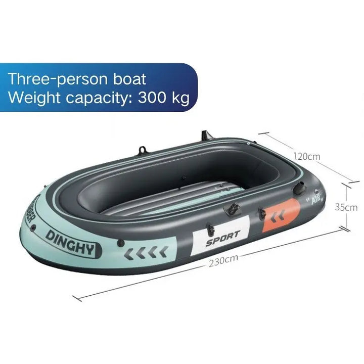 Kayak Inflable para Dos Personas, Bote de Pesca de PVC Reforzado, Plataforma Elevada, Resistente al Desgaste, Portátil, para Deportes Acuáticos al Aire Libre