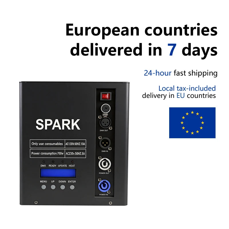 Máquina de Chispas Frías de 700W con Control Remoto DMX, Equipo de Efectos de Chispas con Estuche de Transporte para Decoración de Ambiente en Bodas, Celebraciones y Fiestas