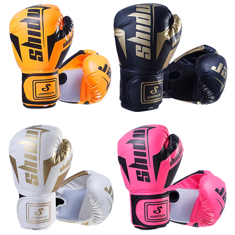 6/10 Oz PU transpirable niños adultos profesional Sanda Muay Thai Taekwondo guantes de boxeo transpirables neutros