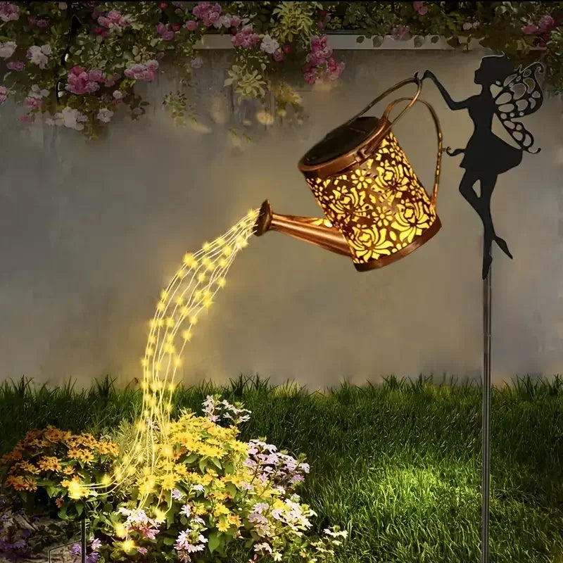 Lámpara colgante solar de metal vintage para exteriores, luz cálida impermeable, luces de ángel y hadas para decoración de jardín de villa
